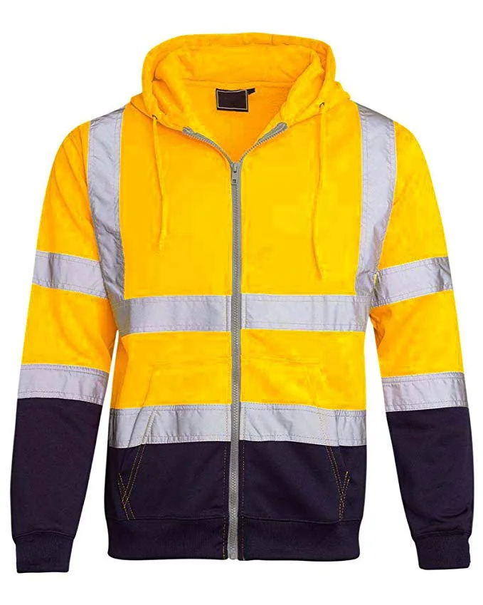 Men's-Reflective-Hooded-Sweatshirt-Winter-Fleece-Color-Block-Zipper-Jacket-Sanitation-Worker-Uniform-High-Visibility-Work-Clothe