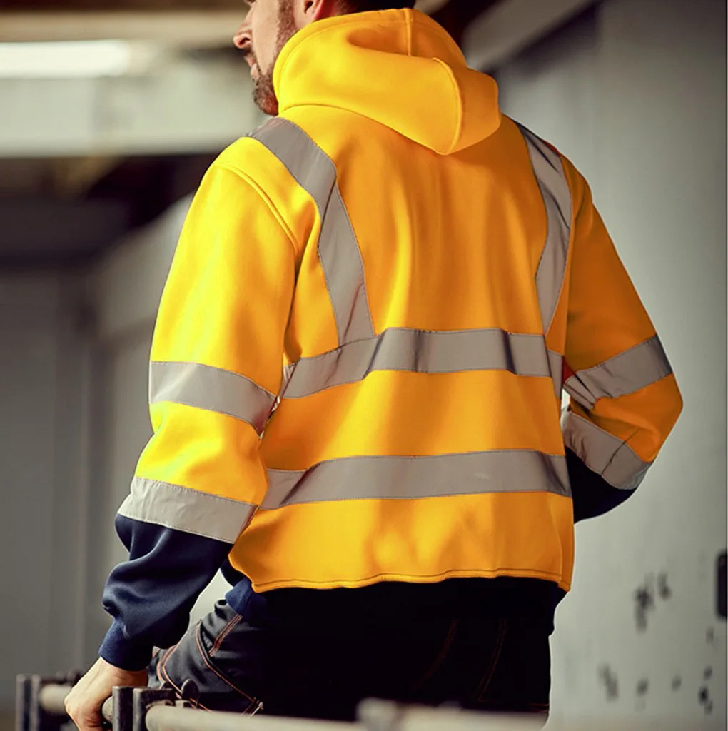 Men's-Reflective-Hooded-Sweatshirt-Winter-Fleece-Color-Block-Zipper-Jacket-Sanitation-Worker-Uniform-High-Visibility-Work-Clothe