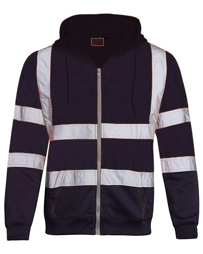 Men's-Reflective-Hooded-Sweatshirt-Winter-Fleece-Color-Block-Zipper-Jacket-Sanitation-Worker-Uniform-High-Visibility-Work-Clothe