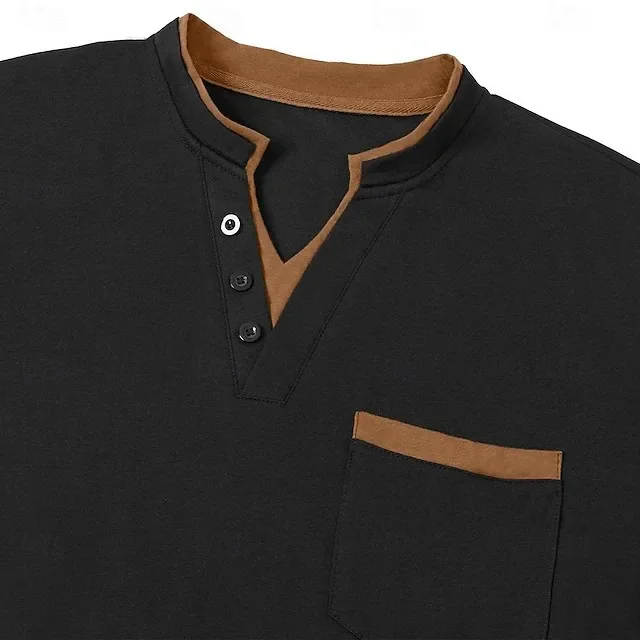 Business Leisure Mature Charm Men's Clothing, Autumn New Retro Casual V-neck Men's Hoodie Long Sleeve T-shirt, Sweatshirt Top