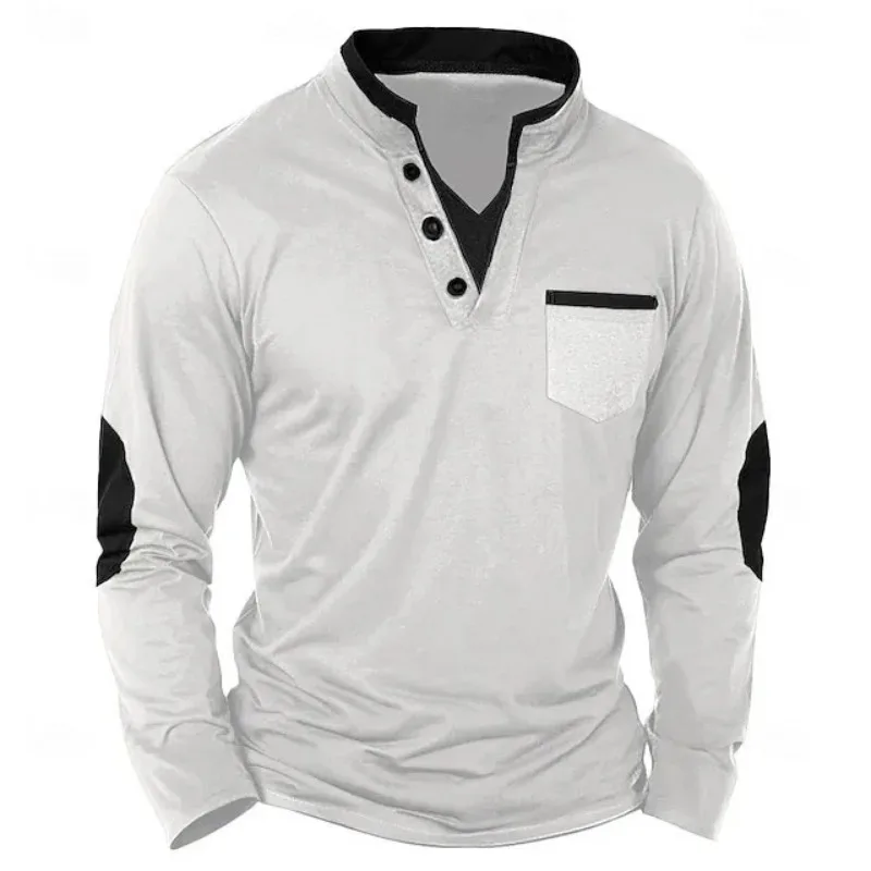 Business Leisure Mature Charm Men's Clothing, Autumn New Retro Casual V-neck Men's Hoodie Long Sleeve T-shirt, Sweatshirt Top