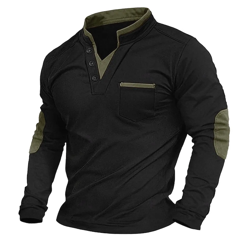 Business Leisure Mature Charm Men's Clothing, Autumn New Retro Casual V-neck Men's Hoodie Long Sleeve T-shirt, Sweatshirt Top