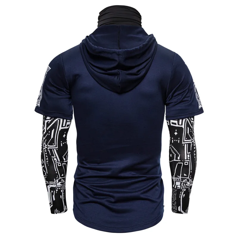 Mens Skull Mask Hoodies Sweatshirt Fake Two Pieces Men Punk Jogging Homme Pullover Elastic Streetwear Hoodie Japan Ninja Suit