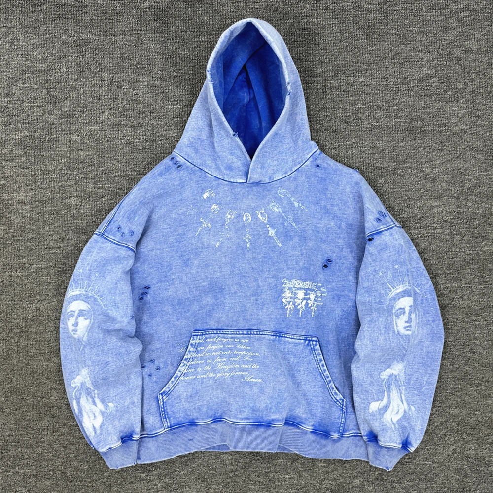 Yao Fashion Streetwear Oversize Casual Cotton Hooded Vintage Sweatshirt Luxury Retro High Street Y2k Hoodies For Men Unisex