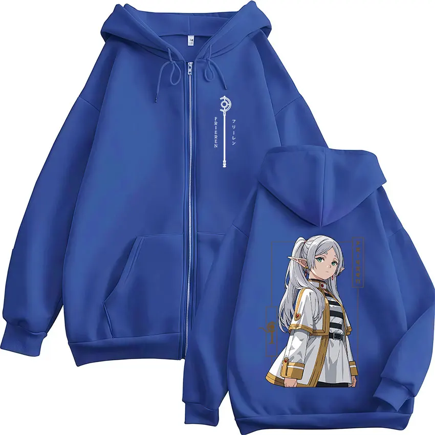 Anime Frieren: Beyond Journey's End Zipper Hoodies Men Women Clothing Fashion Harajuku Zip Up Hooded Sweatshirts Jackets Coats