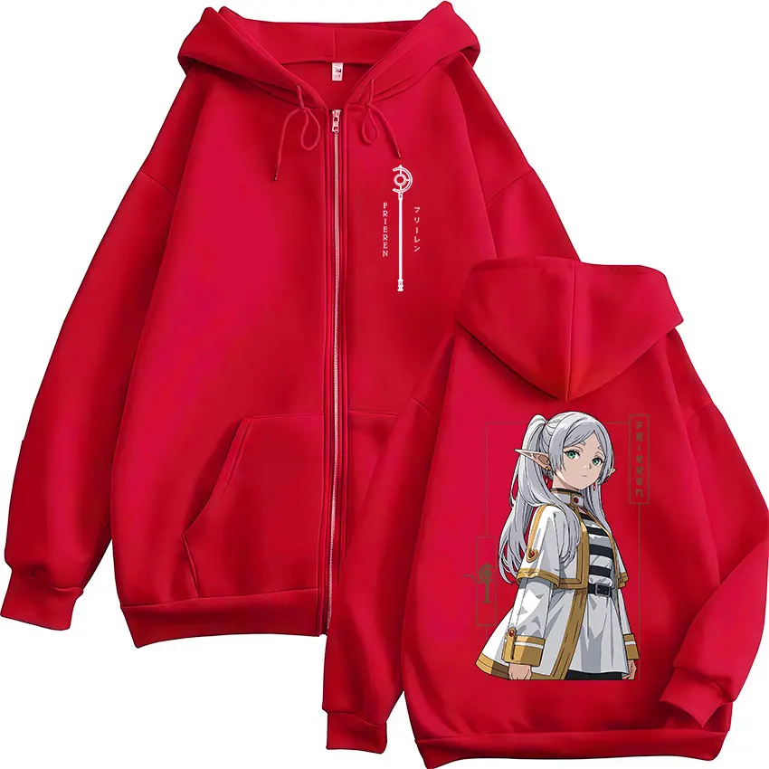 Anime Frieren: Beyond Journey's End Zipper Hoodies Men Women Clothing Fashion Harajuku Zip Up Hooded Sweatshirts Jackets Coats