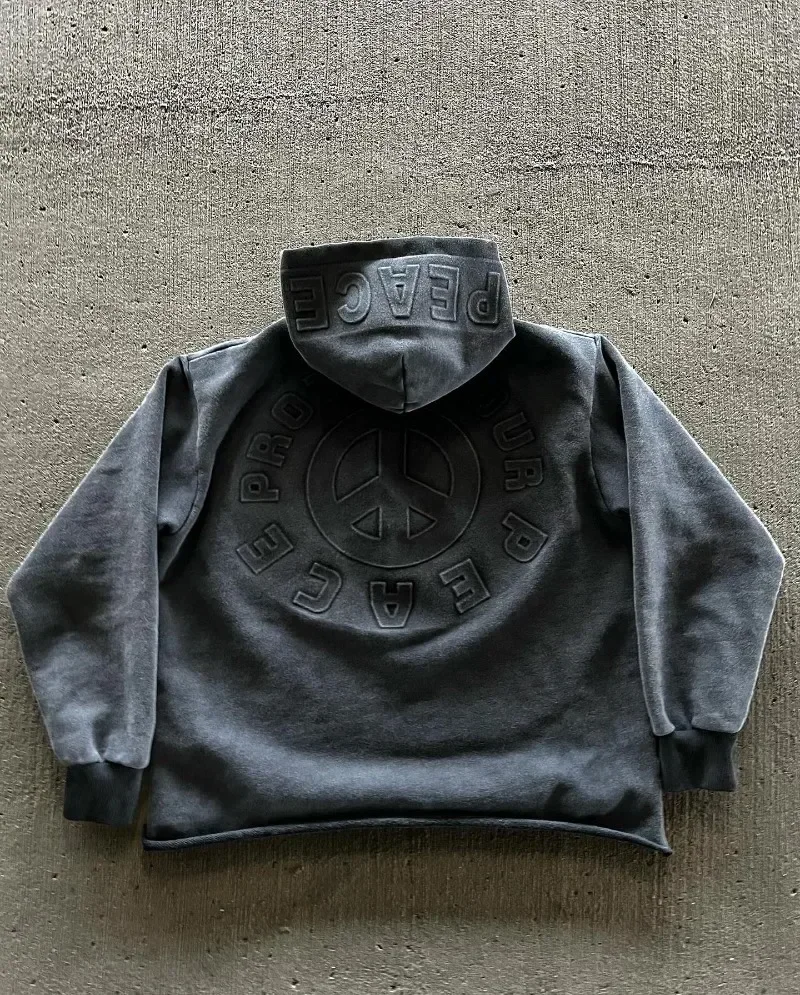 Fashion Harajuku Trend Hoodie Retro Alphabet Embroidery Hoodie Men Y2k Goth Coat Casual Loose Sweatshirt Hoodies Women