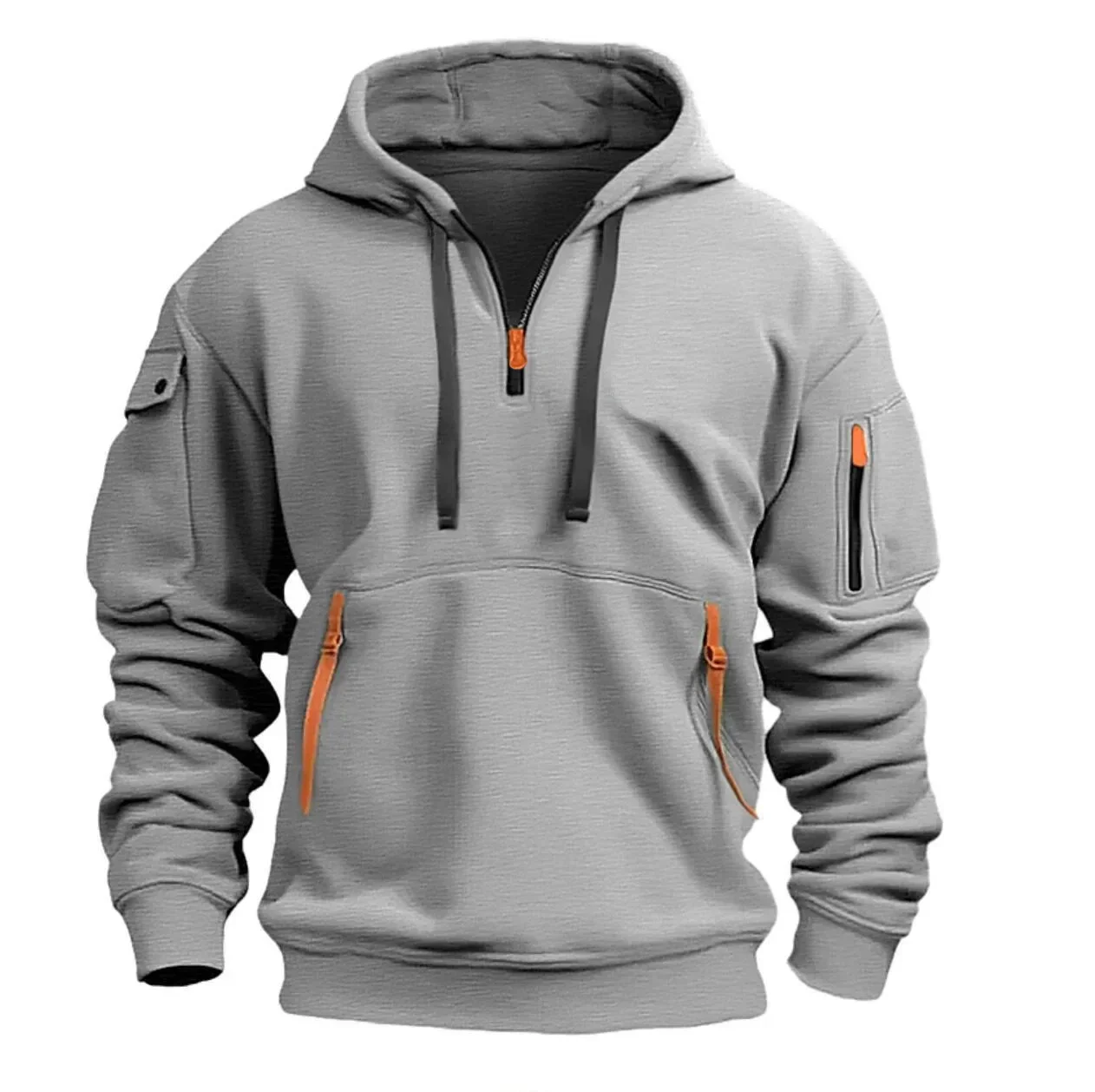 2025 New Multi Pocket Zipper Fleece Hooded Casual Shirt for Men and Women Plus Size Loose Pullover Fashion Sweatshirt Top S-3XL