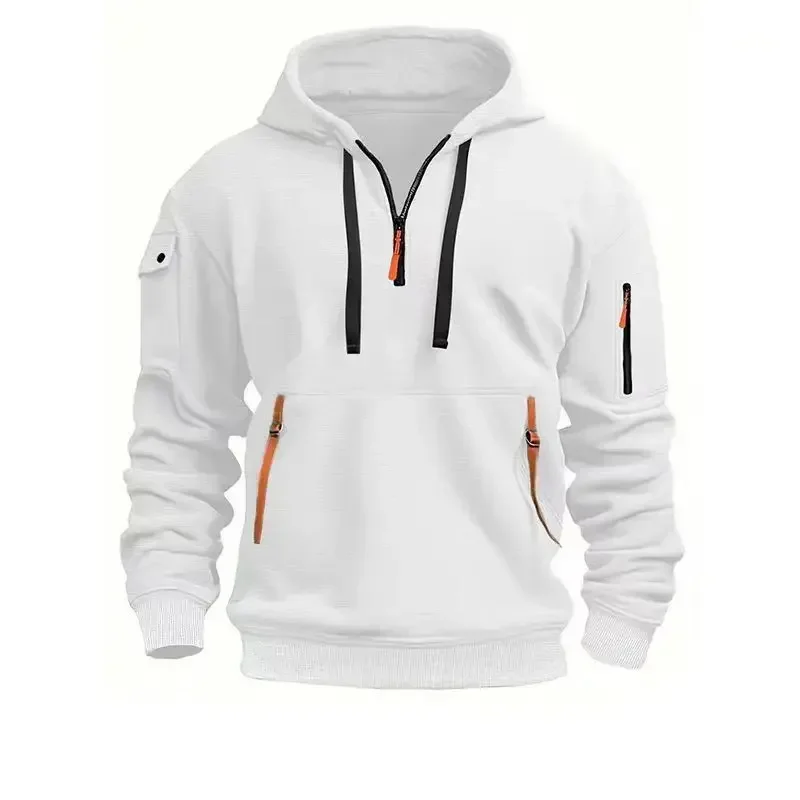 2025 New Multi Pocket Zipper Fleece Hooded Casual Shirt for Men and Women Plus Size Loose Pullover Fashion Sweatshirt Top S-3XL