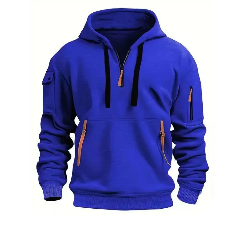 2025 New Multi Pocket Zipper Fleece Hooded Casual Shirt for Men and Women Plus Size Loose Pullover Fashion Sweatshirt Top S-3XL