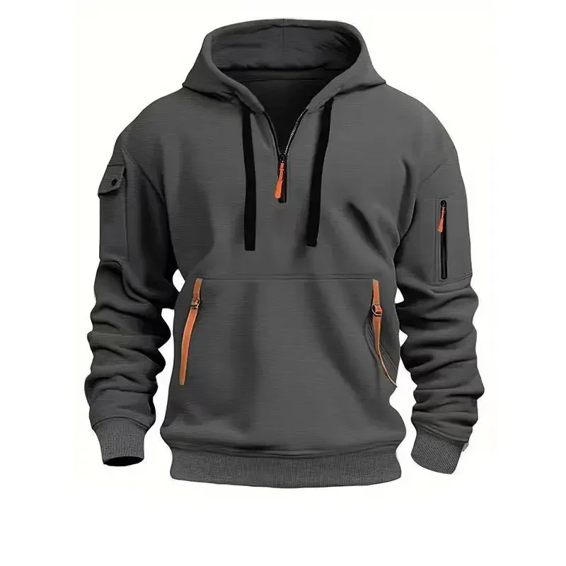 2025 New Multi Pocket Zipper Fleece Hooded Casual Shirt for Men and Women Plus Size Loose Pullover Fashion Sweatshirt Top S-3XL
