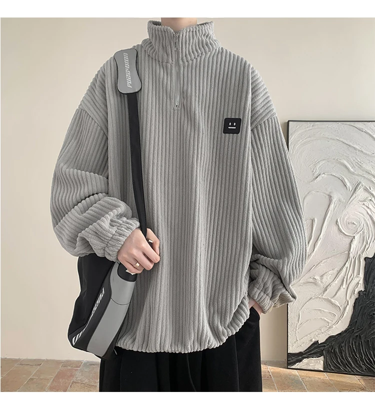 Men Harajuku Sweatshirts 2025 New Streetwear Unisex Couple Basic Pullover Outwear