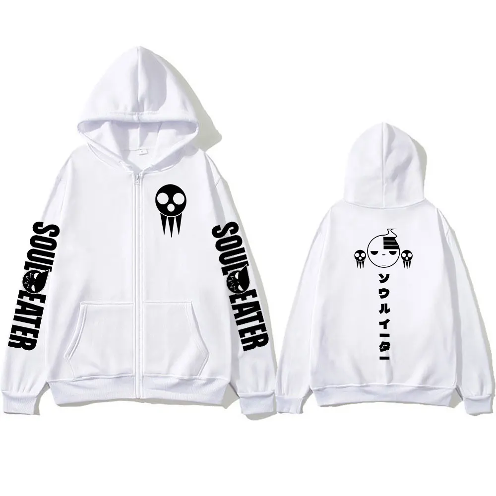 Japanese Anime Soul Eater Death The Kid Zipper Hoodies Men Women Zip Up Hooded Sweatshirts Long Sleeves Pullovers Jackets Caots
