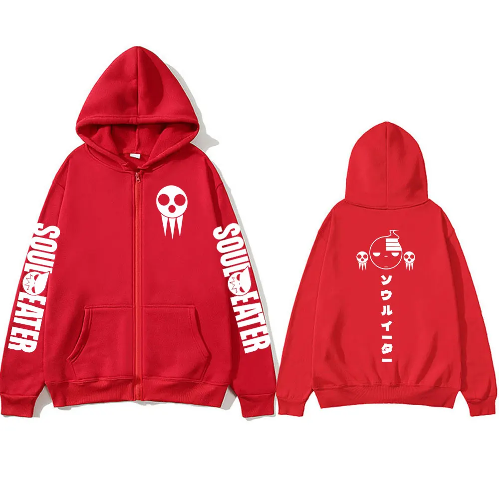 Japanese Anime Soul Eater Death The Kid Zipper Hoodies Men Women Zip Up Hooded Sweatshirts Long Sleeves Pullovers Jackets Caots