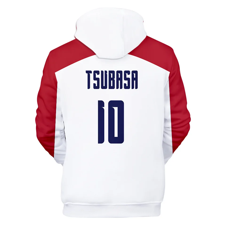 3D Print Anime Captain Tsubasa Ozora Tsubasa Kojiro Hyuga Costume Unisex Hoodie Zipper Hooded Jacket Soccer Jerseys Uniform