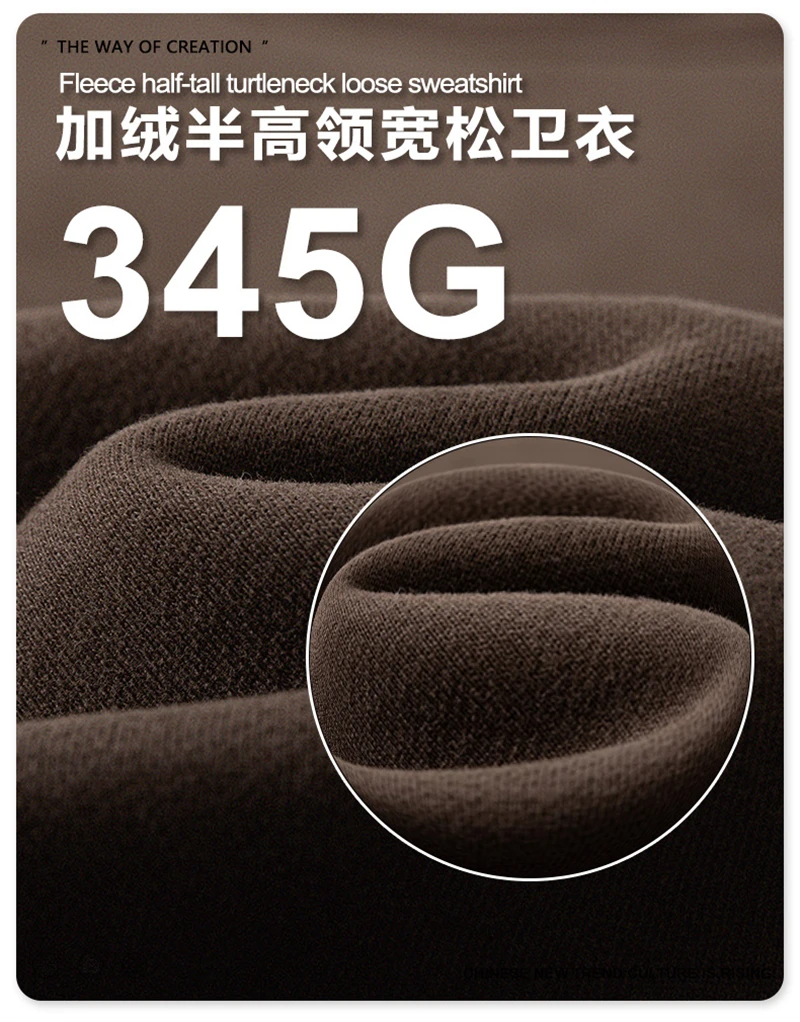 ZODF New Winter Man 345gsm Loose Fit Fleece Sweatshirt Unisex Cusual Boxy Warm Half Turtleneck Pullovers HY1181