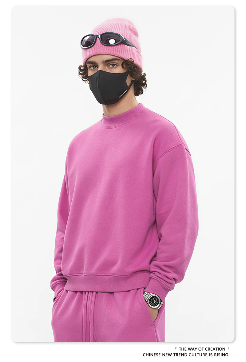 ZODF New Winter Man 345gsm Loose Fit Fleece Sweatshirt Unisex Cusual Boxy Warm Half Turtleneck Pullovers HY1181