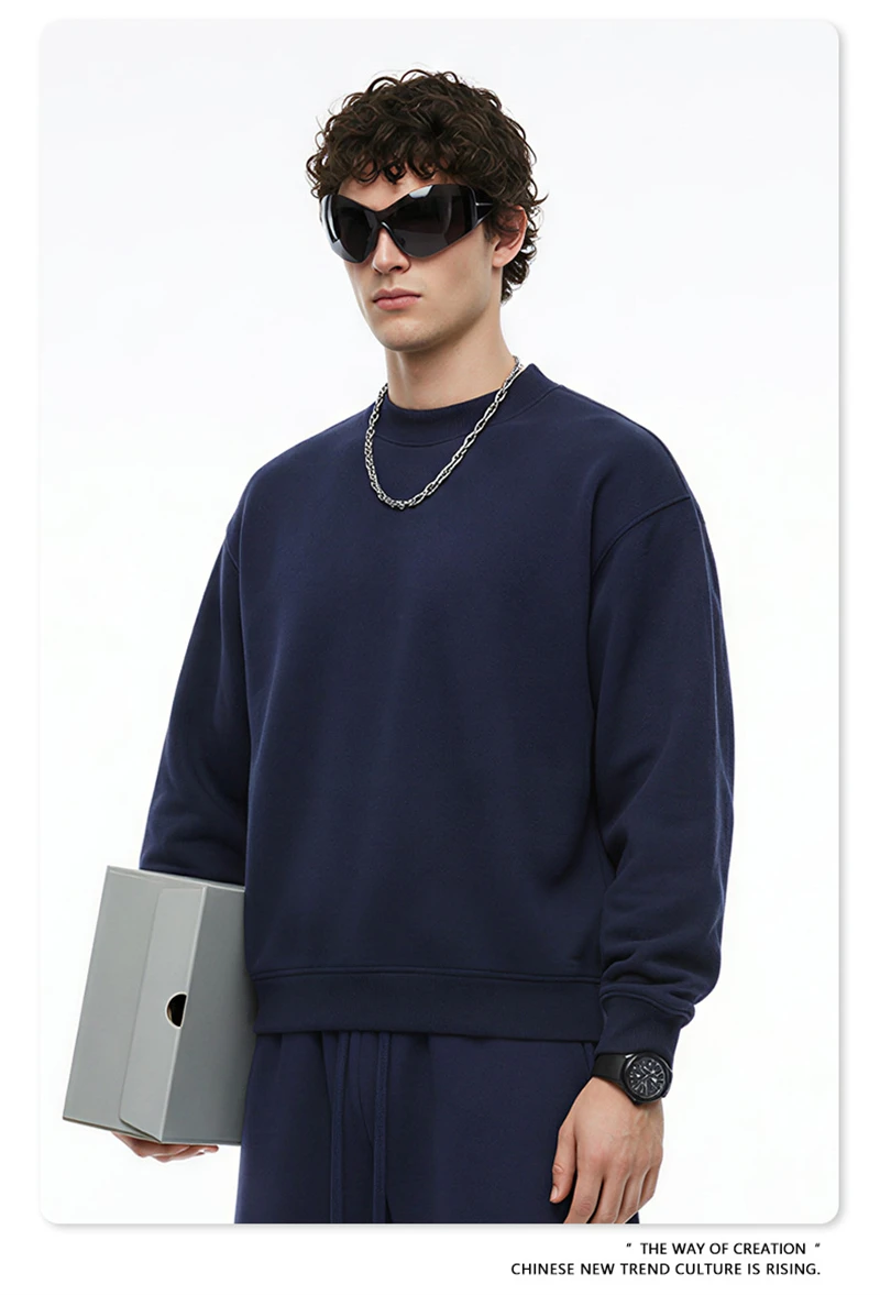 ZODF New Winter Man 345gsm Loose Fit Fleece Sweatshirt Unisex Cusual Boxy Warm Half Turtleneck Pullovers HY1181