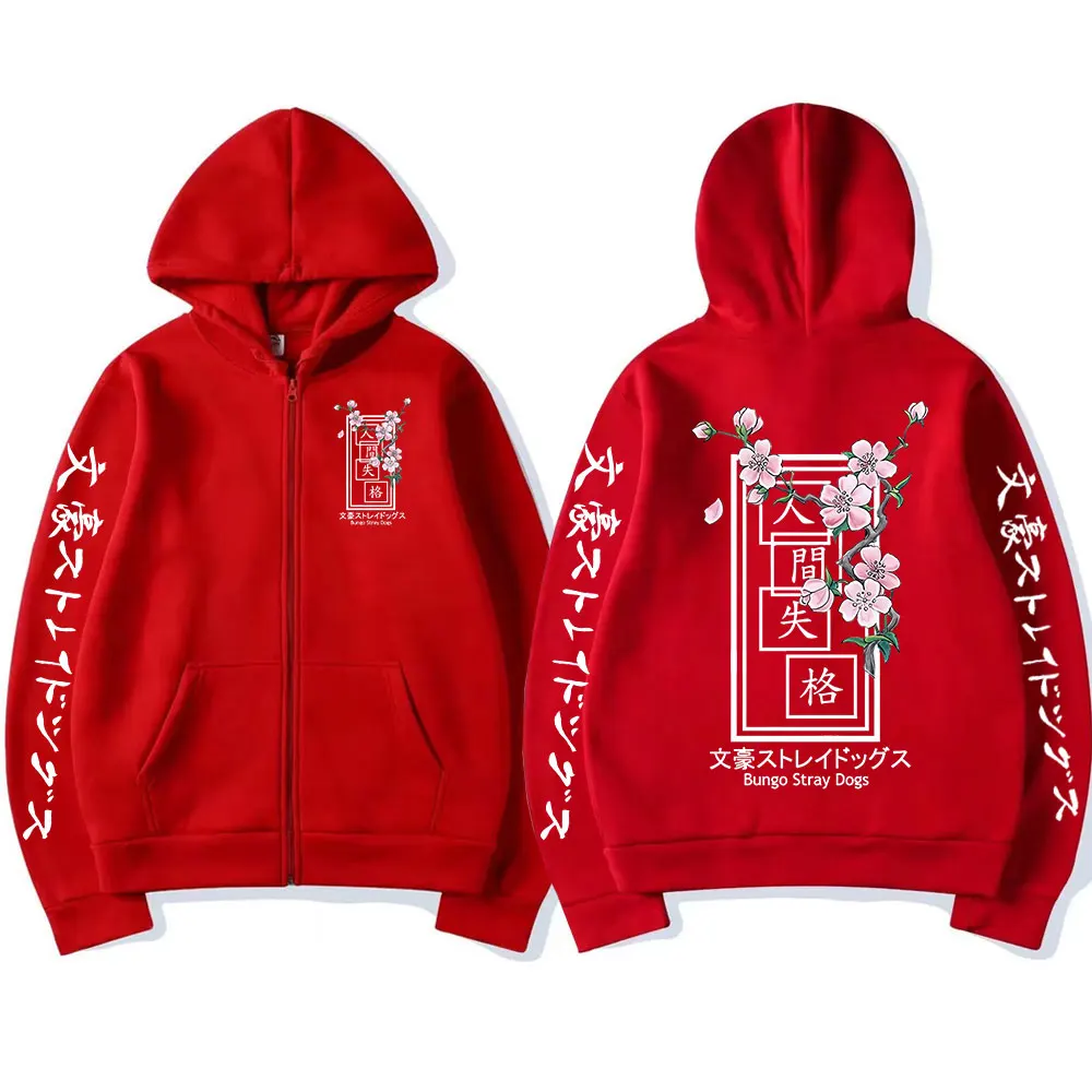 Anime Bungo Stray Dogs Zipper Hoodie Dazai Osamu Men Women Harajuku Sweatshirts Unisex Pullover Clothing Boy Girl Women's Jacket