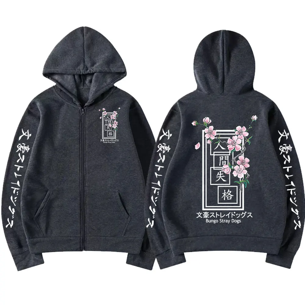 Anime Bungo Stray Dogs Zipper Hoodie Dazai Osamu Men Women Harajuku Sweatshirts Unisex Pullover Clothing Boy Girl Women's Jacket
