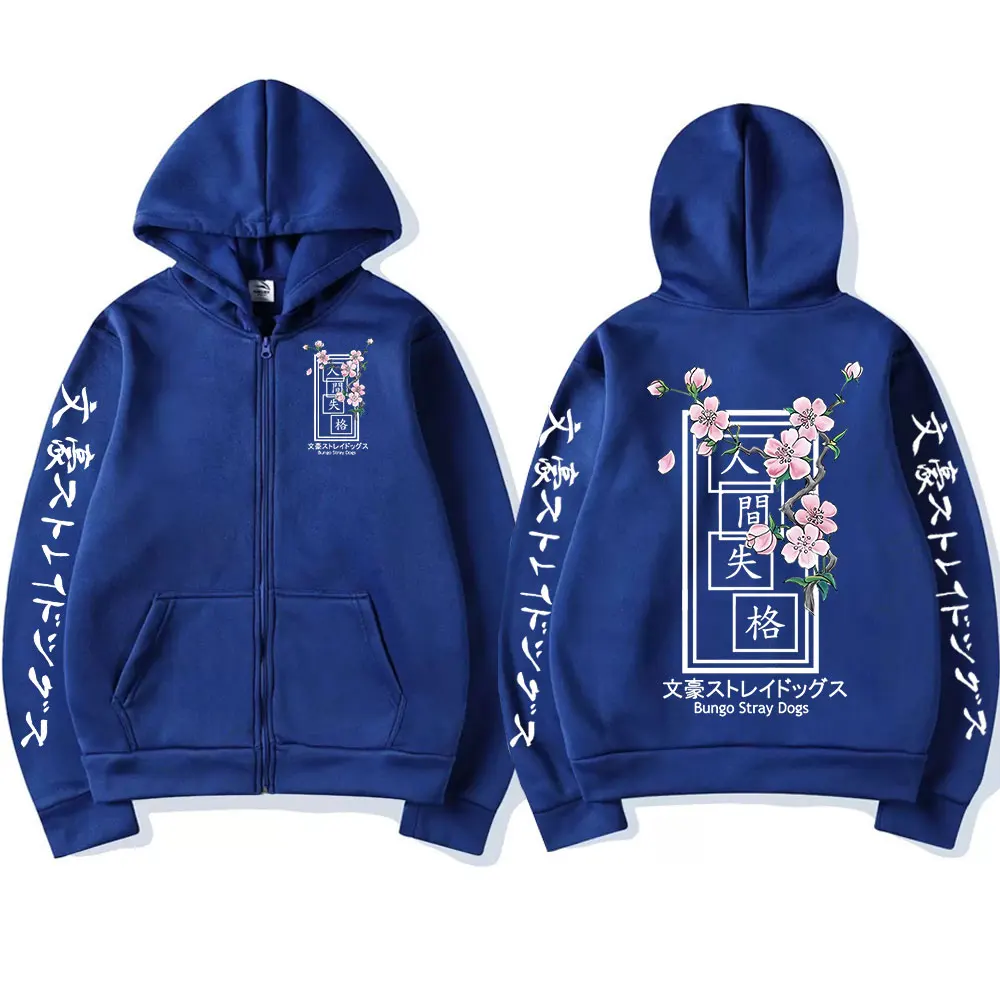 Anime Bungo Stray Dogs Zipper Hoodie Dazai Osamu Men Women Harajuku Sweatshirts Unisex Pullover Clothing Boy Girl Women's Jacket