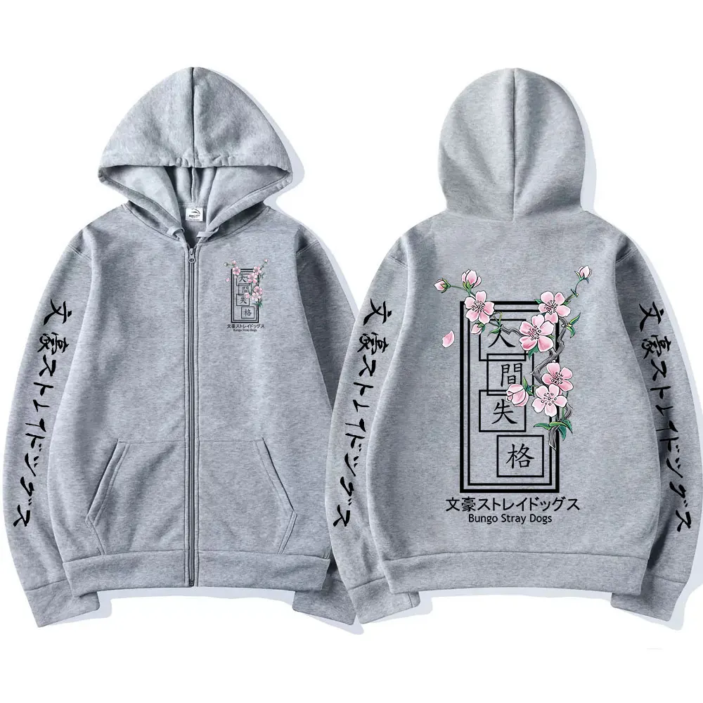 Anime Bungo Stray Dogs Zipper Hoodie Dazai Osamu Men Women Harajuku Sweatshirts Unisex Pullover Clothing Boy Girl Women's Jacket