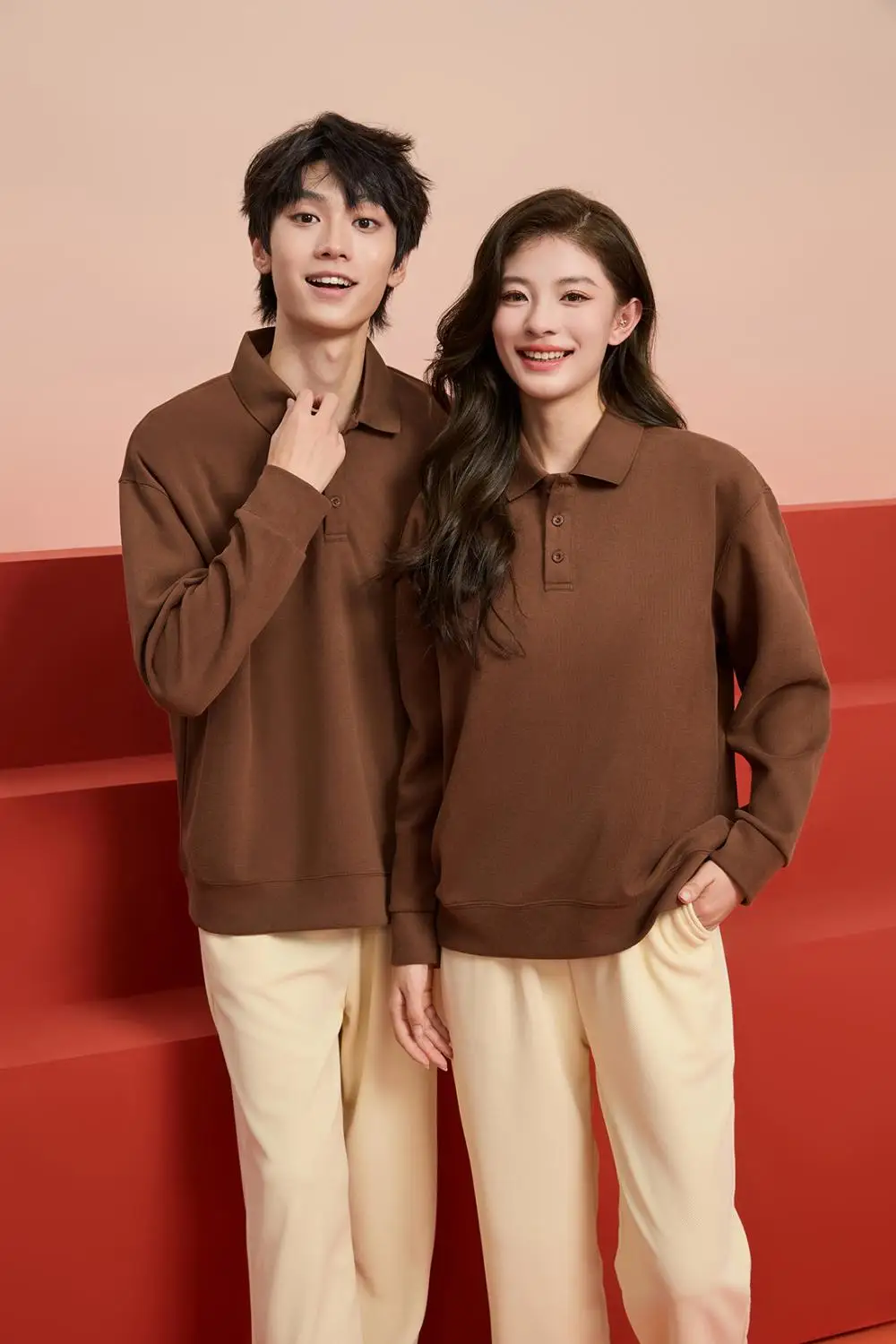 customized LOGO Premium Cozy Quarter Sweatshirts Unisex 310 gsm Velvet Polo Collar Quality Cotton Mens Sweatshirts LS-GT2516