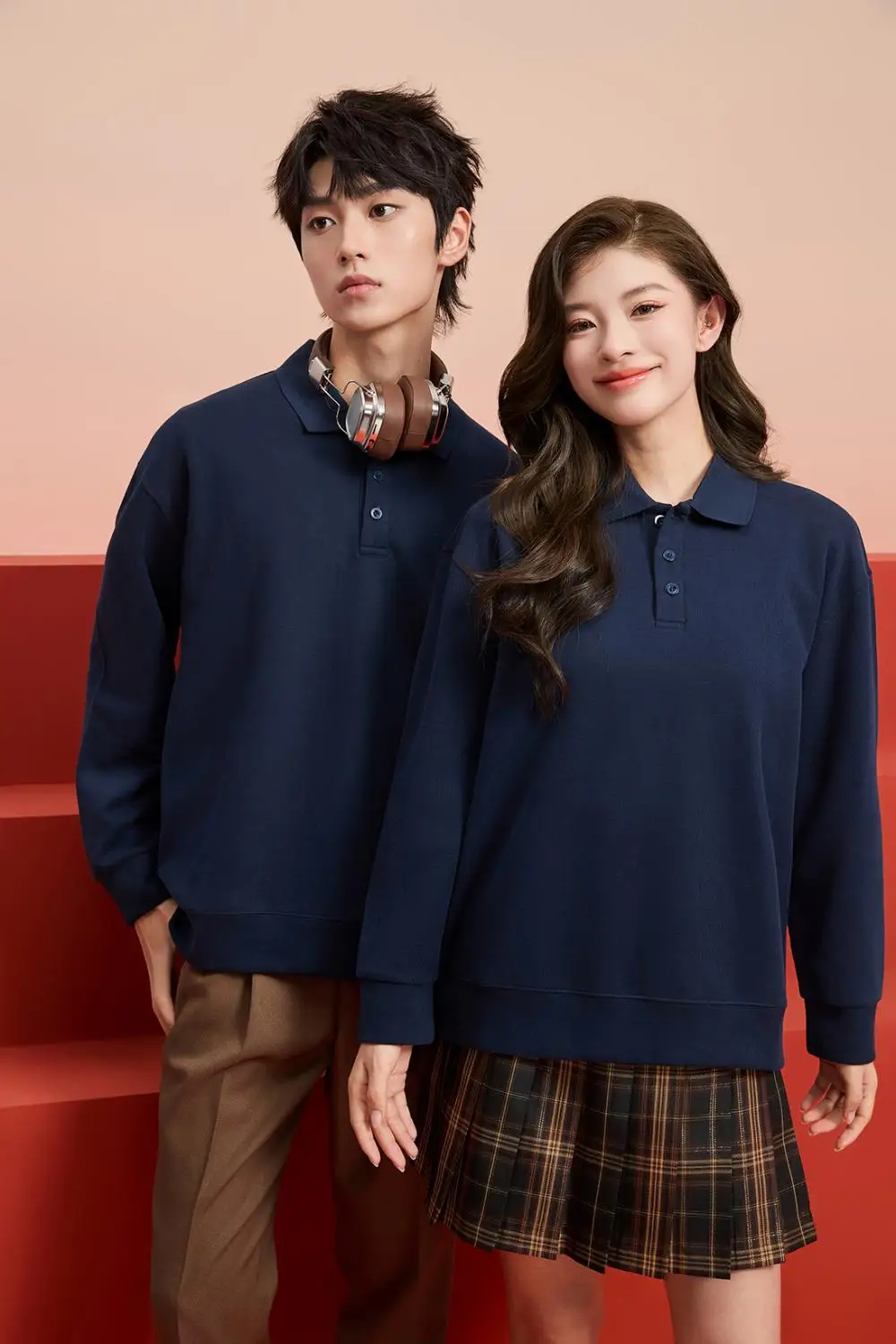 customized LOGO Premium Cozy Quarter Sweatshirts Unisex 310 gsm Velvet Polo Collar Quality Cotton Mens Sweatshirts LS-GT2516