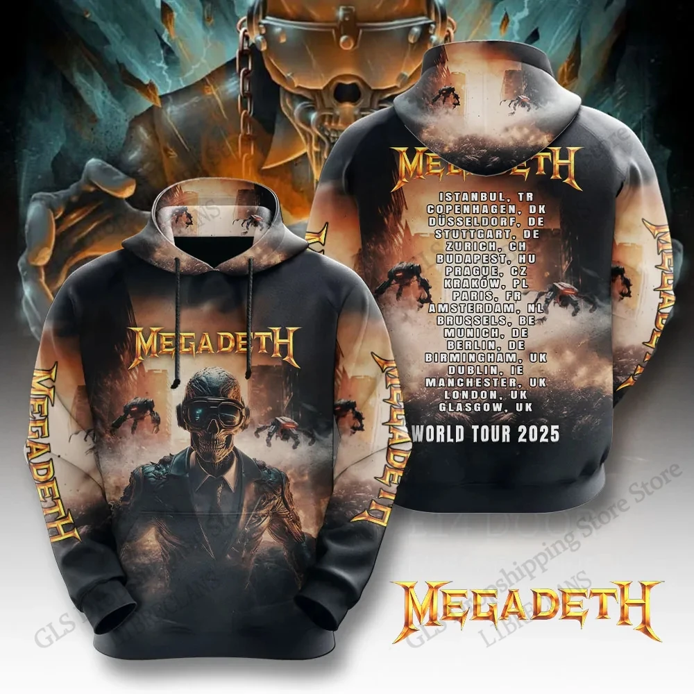 Vintage Megadeth Rock Band 3d Print Hoodies Men Women Fashion Hoodie Teens Sweatshit Unisex Sweats Women Clothing Oversized