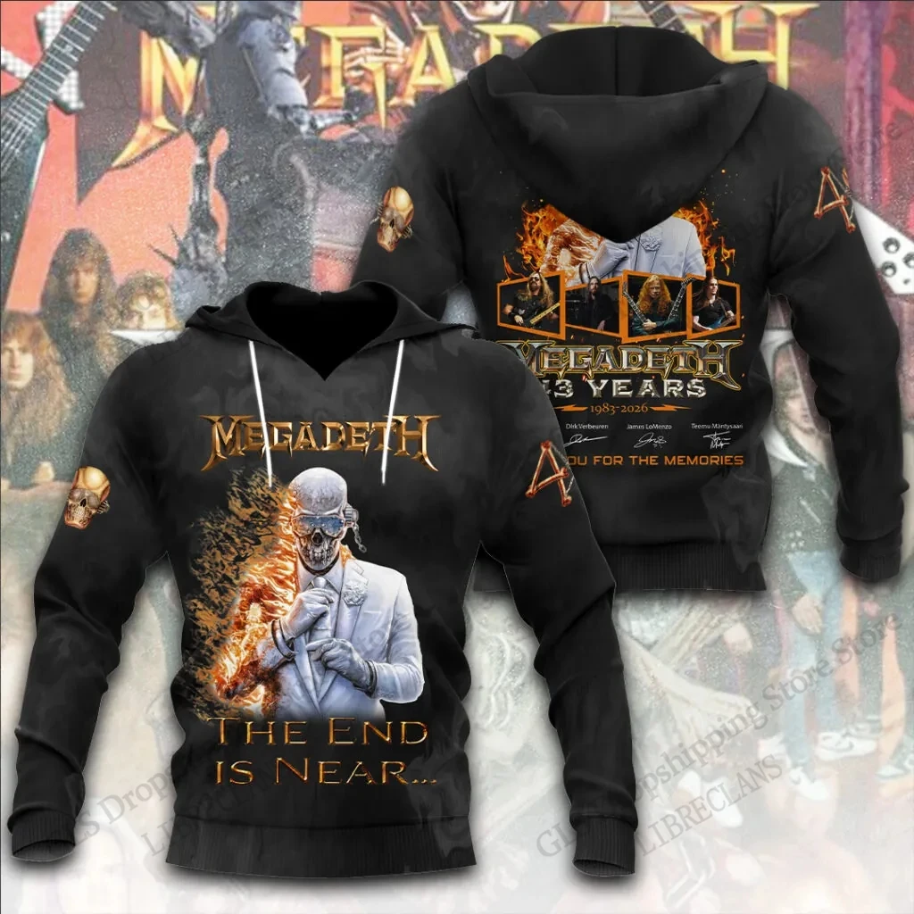 Vintage Megadeth Rock Band 3d Print Hoodies Men Women Fashion Hoodie Teens Sweatshit Unisex Sweats Women Clothing Oversized