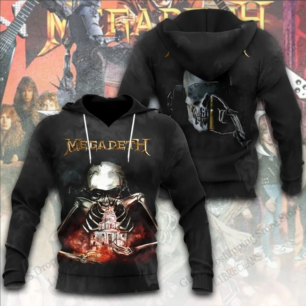 Vintage Megadeth Rock Band 3d Print Hoodies Men Women Fashion Hoodie Teens Sweatshit Unisex Sweats Women Clothing Oversized