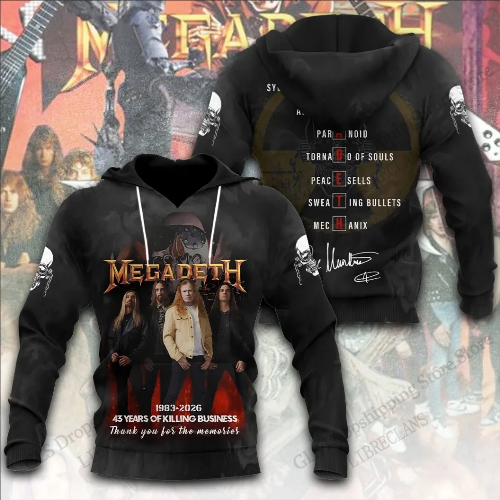 Vintage Megadeth Rock Band 3d Print Hoodies Men Women Fashion Hoodie Teens Sweatshit Unisex Sweats Women Clothing Oversized