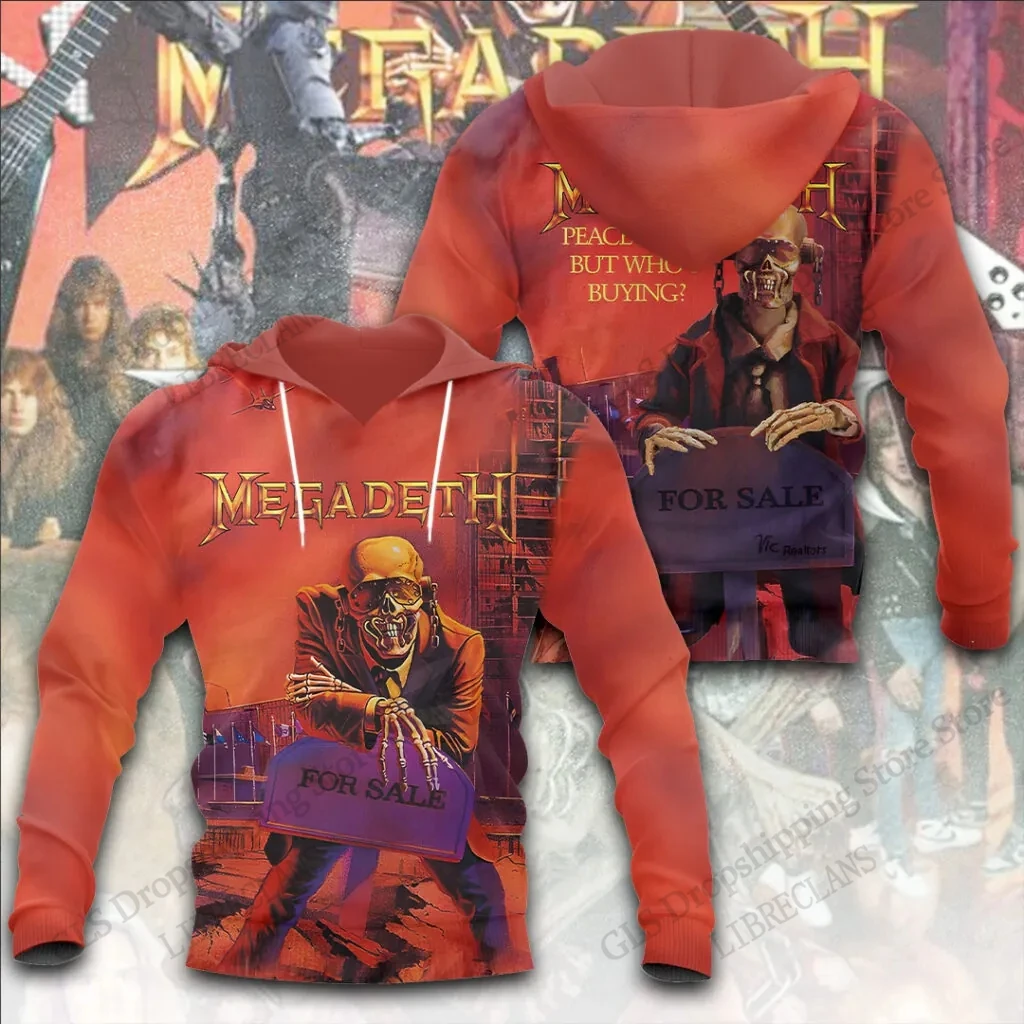 Vintage Megadeth Rock Band 3d Print Hoodies Men Women Fashion Hoodie Teens Sweatshit Unisex Sweats Women Clothing Oversized