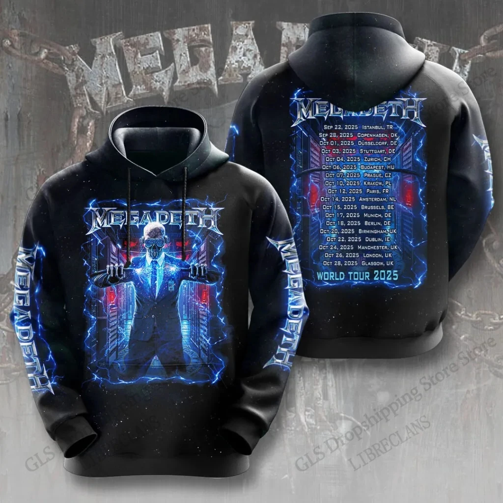 Vintage Megadeth Rock Band 3d Print Hoodies Men Women Fashion Hoodie Teens Sweatshit Unisex Sweats Women Clothing Oversized