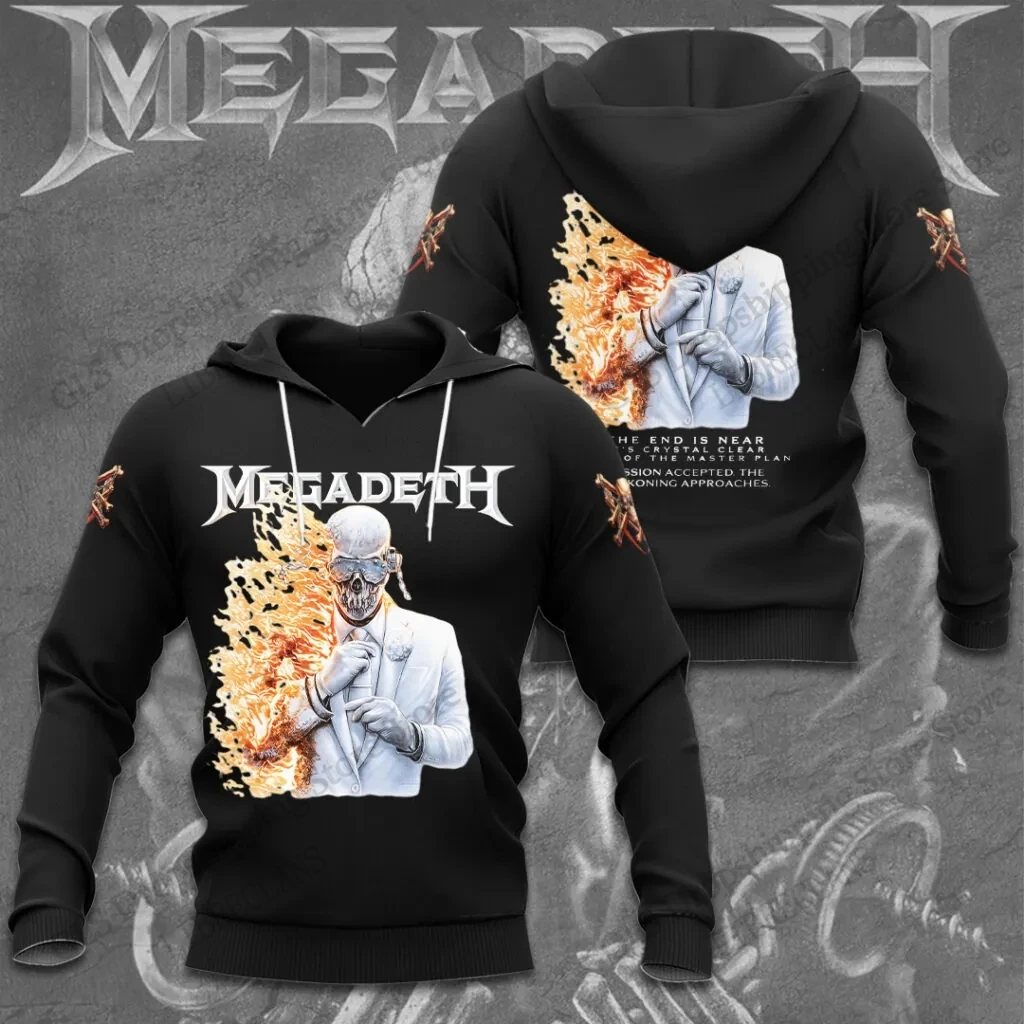 Vintage Megadeth Rock Band 3d Print Hoodies Men Women Fashion Hoodie Teens Sweatshit Unisex Sweats Women Clothing Oversized