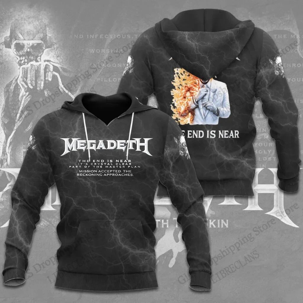 Vintage Megadeth Rock Band 3d Print Hoodies Men Women Fashion Hoodie Teens Sweatshit Unisex Sweats Women Clothing Oversized