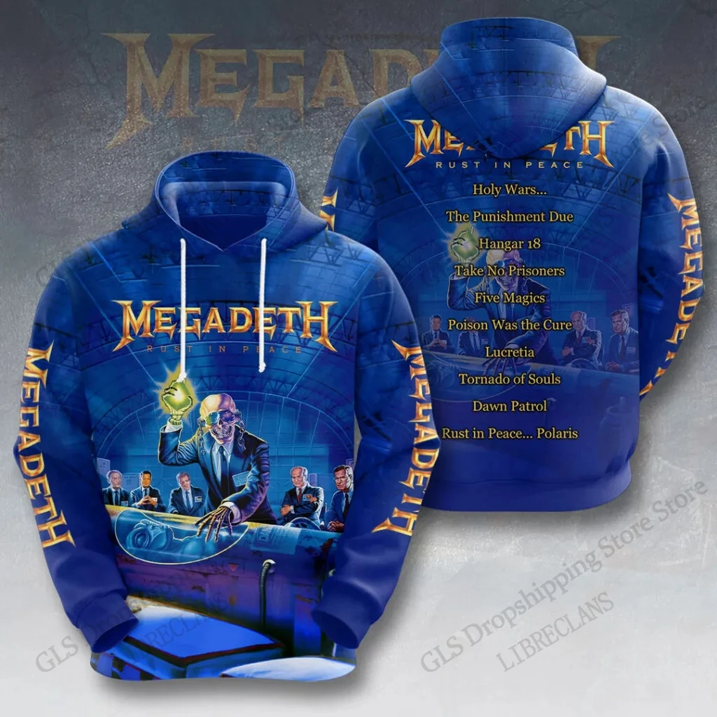 Vintage Megadeth Rock Band 3d Print Hoodies Men Women Fashion Hoodie Teens Sweatshit Unisex Sweats Women Clothing Oversized