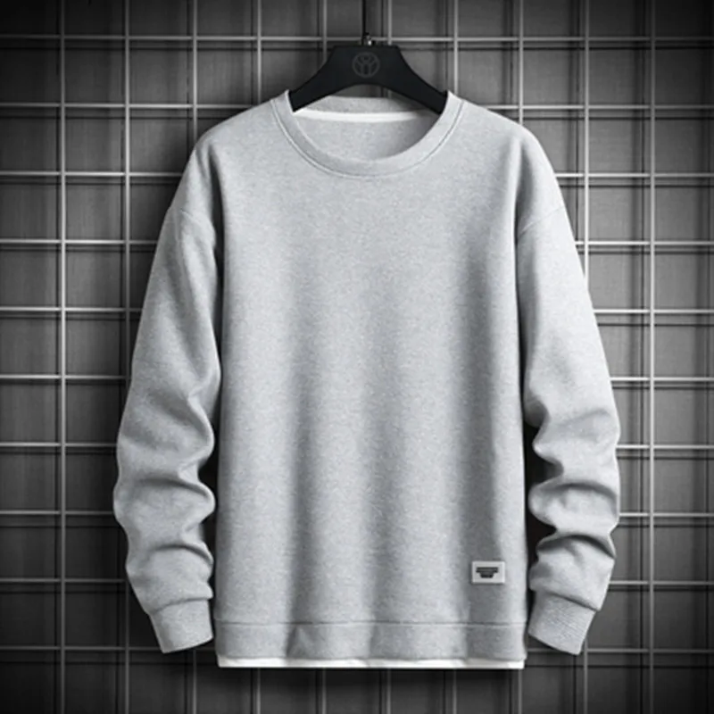 2023 Solid Color Sweatshirt Men Hip Hop Streetwear Long Sleeve O Neck Pullovers Mens Sportswear Fashion Causal Sweatshirt Tops