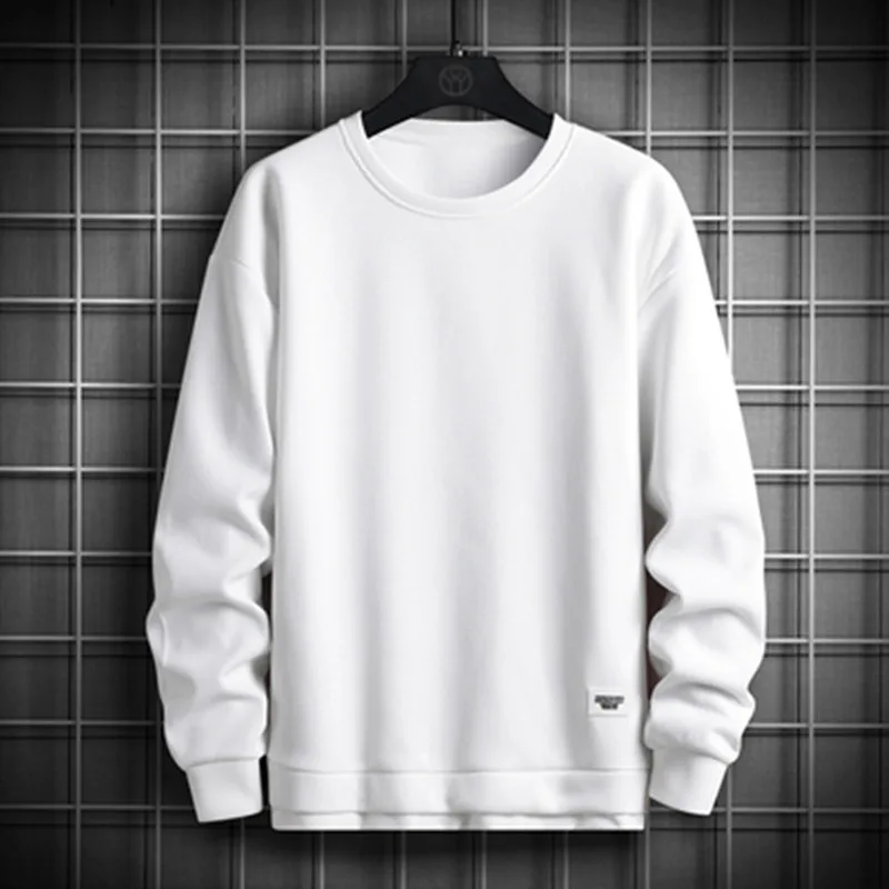 2023 Solid Color Sweatshirt Men Hip Hop Streetwear Long Sleeve O Neck Pullovers Mens Sportswear Fashion Causal Sweatshirt Tops