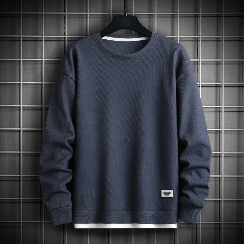 2023 Solid Color Sweatshirt Men Hip Hop Streetwear Long Sleeve O Neck Pullovers Mens Sportswear Fashion Causal Sweatshirt Tops