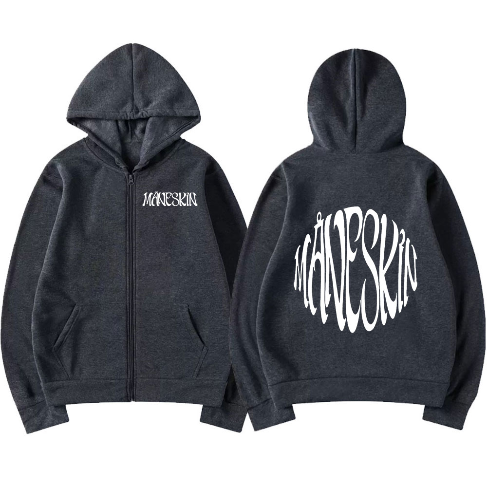 Italian Rock Band Maneskin Logo Zipper Hoodie Men's Fashion Vintage Zip Up Sweatshirt Punk Oversized Hoodies Jacket Outerwear
