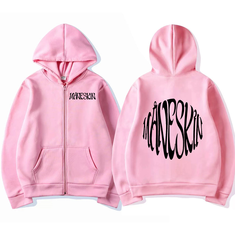 Italian Rock Band Maneskin Logo Zipper Hoodie Men's Fashion Vintage Zip Up Sweatshirt Punk Oversized Hoodies Jacket Outerwear