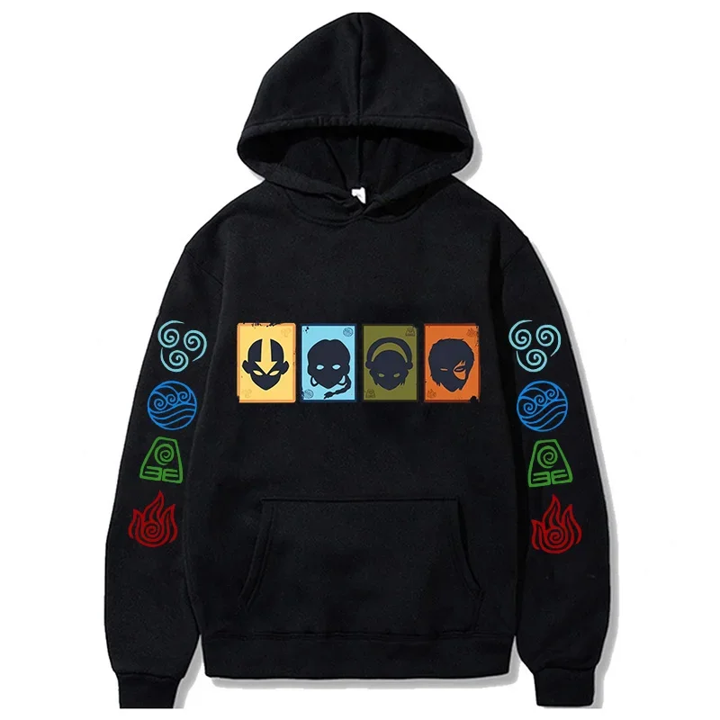 90s Casual Sweatshirts Avatar The Last Airbender Y2k Mens Hoodies Streetwear Hip Hop Harajuku Pullovers Fashion Mange Clothes