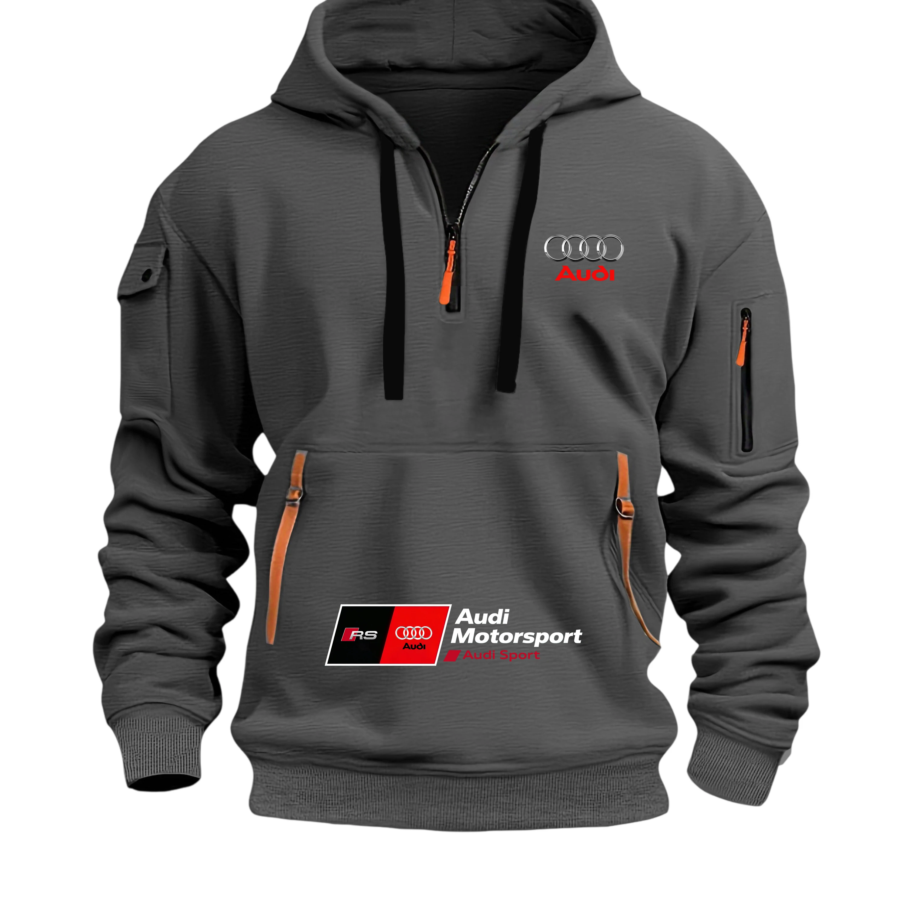 Audi RS Men's Racing T-Shirt Front Zipper Car Enthusiast Outdoor Motorcycle Wear Fast Shipping