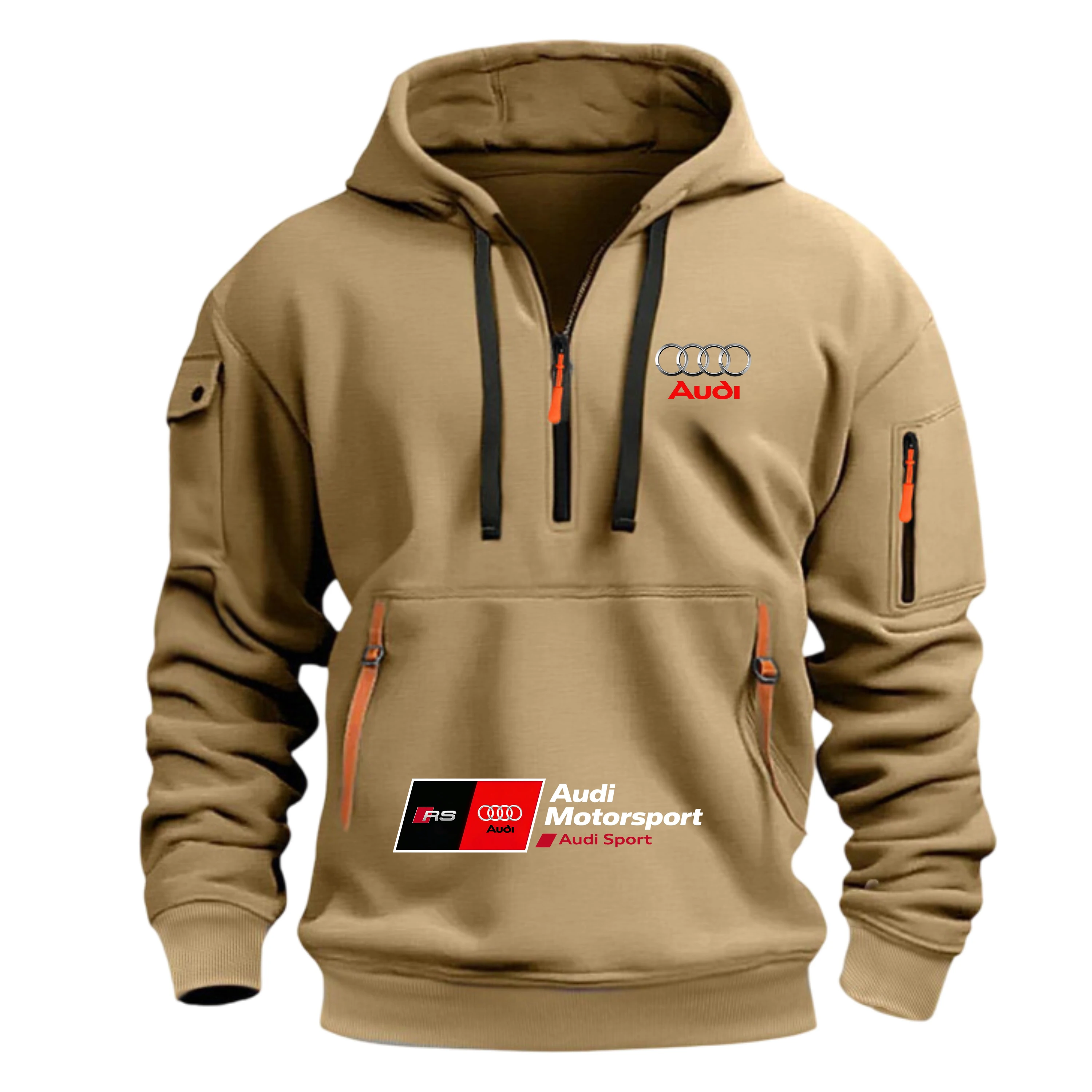 Audi RS Men's Racing T-Shirt Front Zipper Car Enthusiast Outdoor Motorcycle Wear Fast Shipping