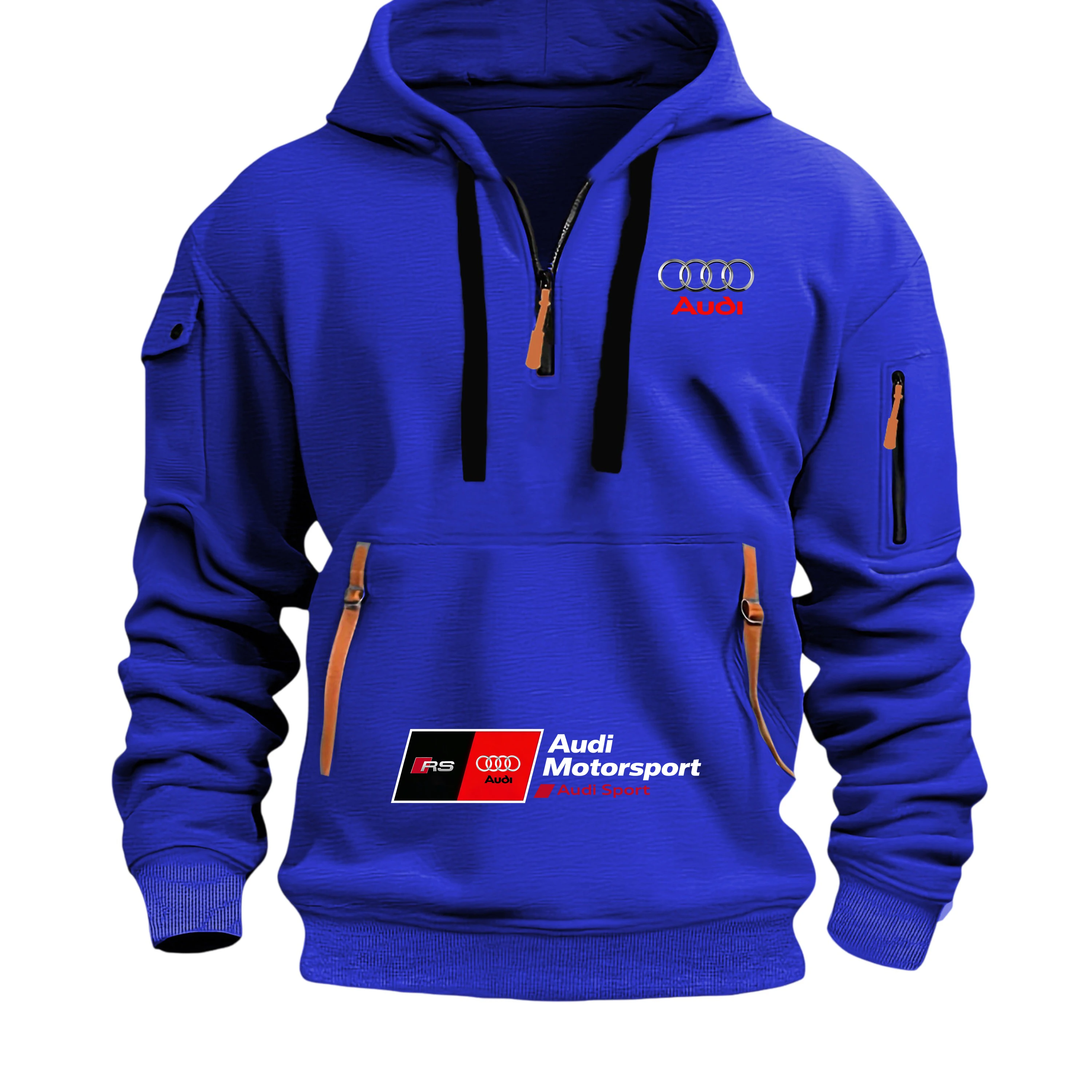 Audi RS Men's Racing T-Shirt Front Zipper Car Enthusiast Outdoor Motorcycle Wear Fast Shipping
