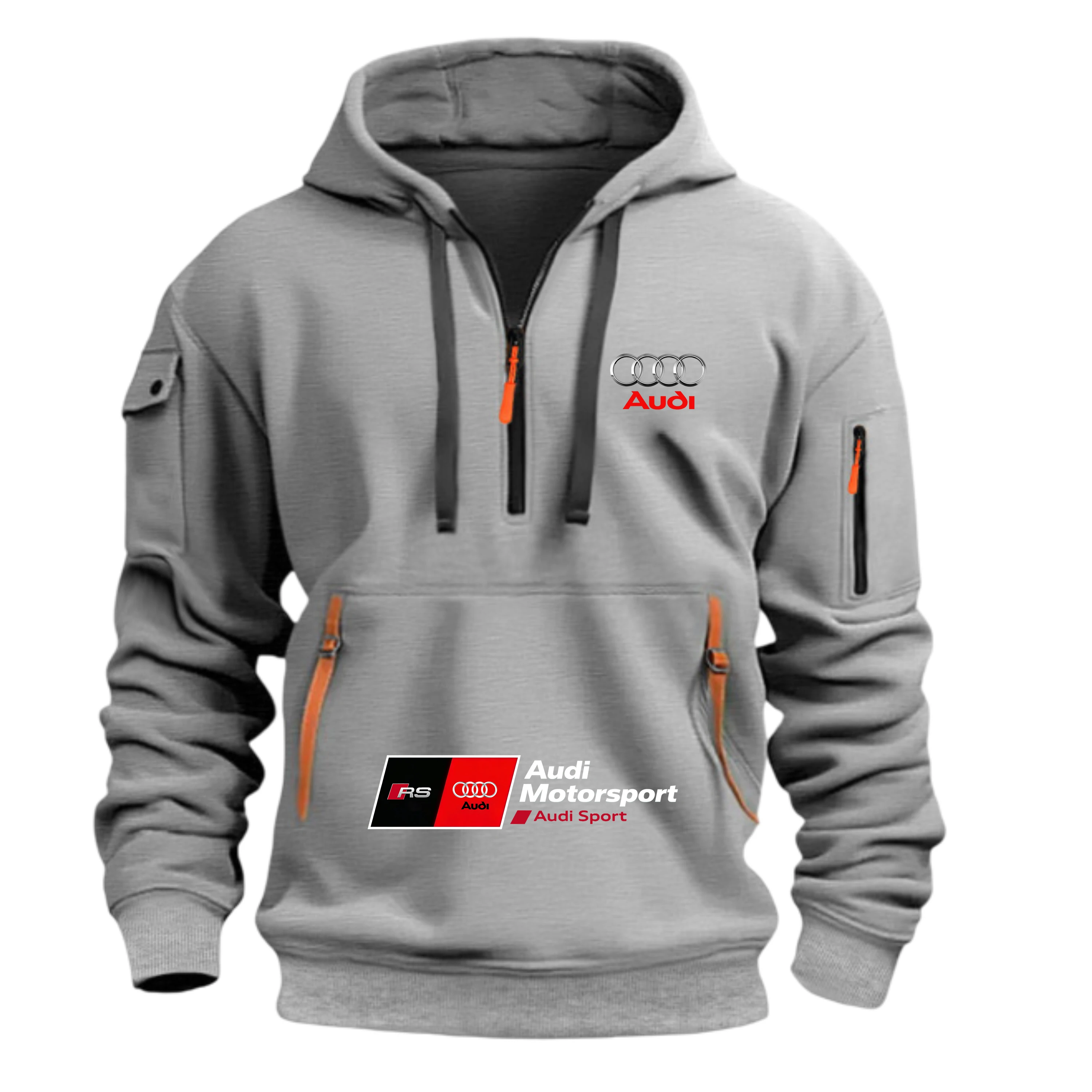 Audi RS Men's Racing T-Shirt Front Zipper Car Enthusiast Outdoor Motorcycle Wear Fast Shipping