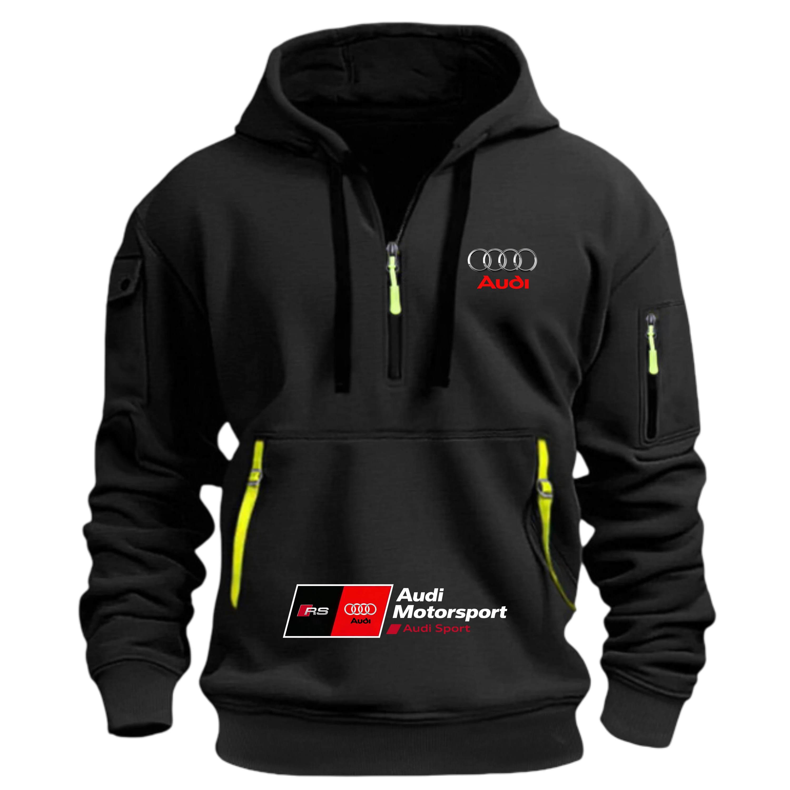 Audi RS Men's Racing T-Shirt Front Zipper Car Enthusiast Outdoor Motorcycle Wear Fast Shipping