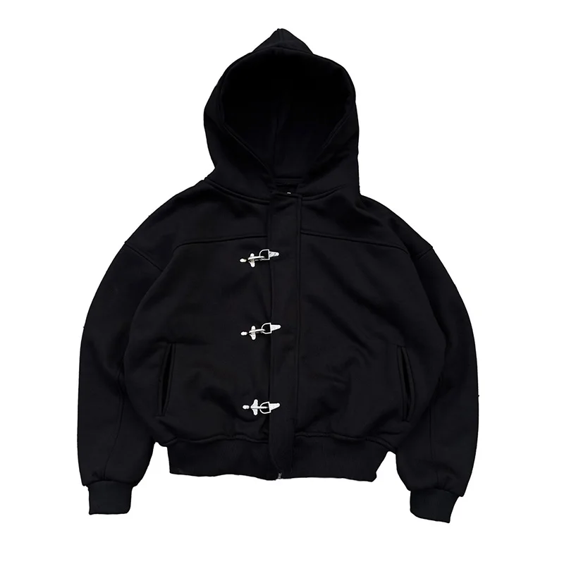 Gothic punk grunge Y2K unisex hoodie 2025 new autumn winter chic cardigan sweatshirt American retro hip-hop aesthetic streetwear