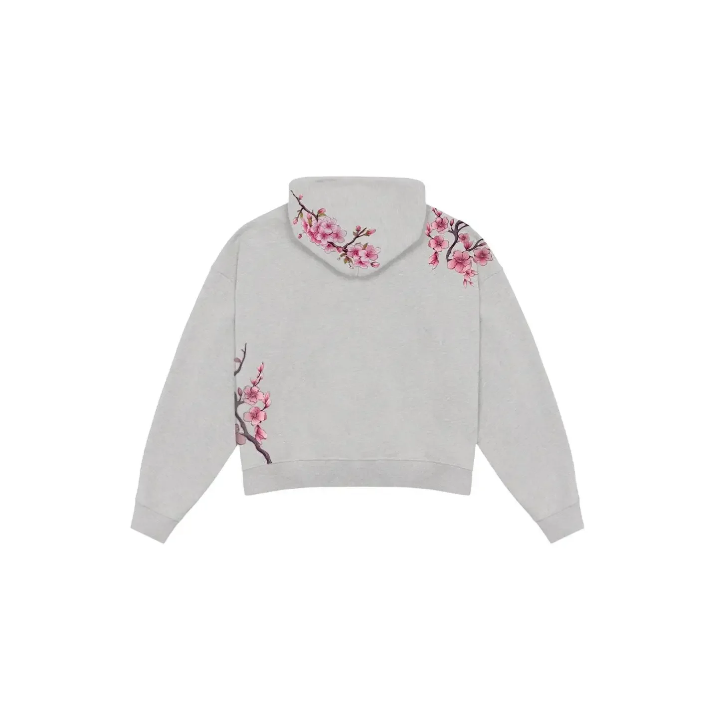 Men Womens Pink Zip Jacket Harajuku Hip Hop Pattern Streetwear Y2K Retro Oversized Sakura Print Hooded Jacket